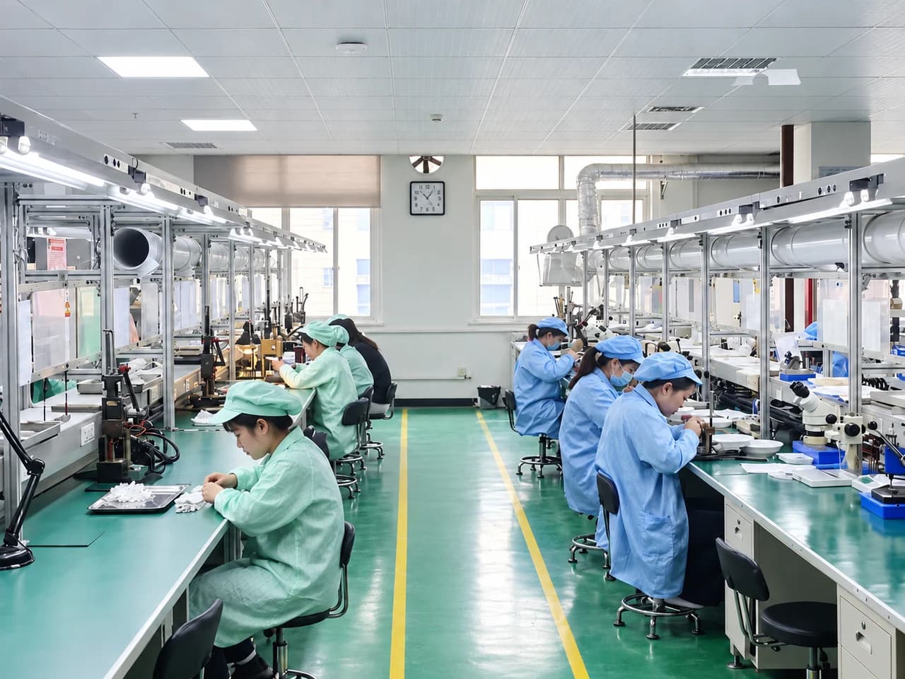 Inspection workstations at a controlled manufacturing facility in Bracena's manufacturing network